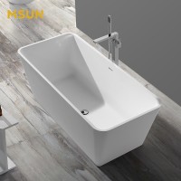 MSUN Wholesale White Hot tubs Solid Surface Bathtubs Alone Stand Bath Tub